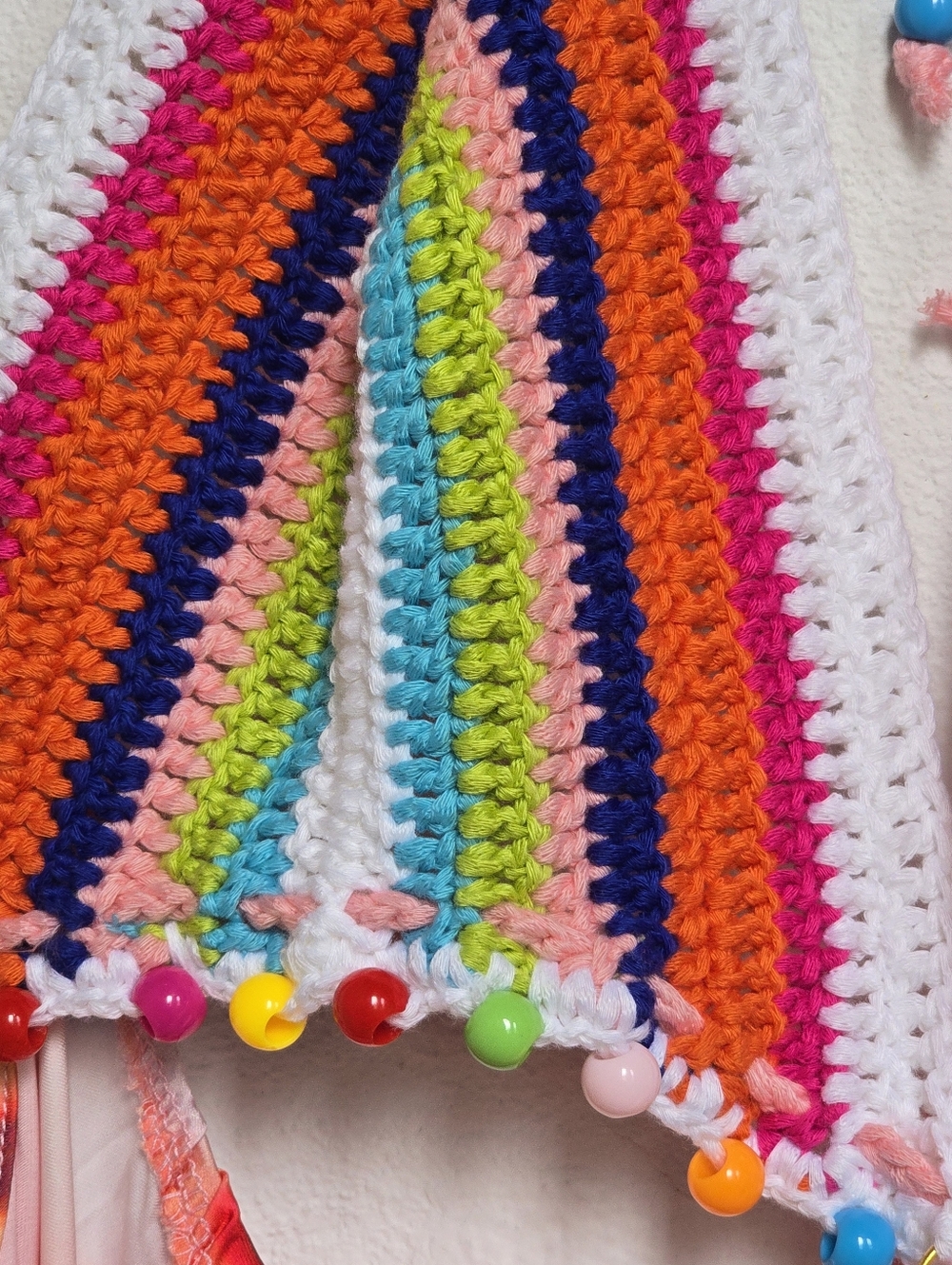 H&Y Collection Crochet Rainbow Halter Maxi Dress Boho Festival Y2K L - Picture 11 of 17
